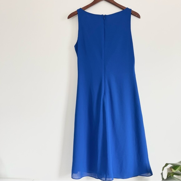 NWT Lauren Ralph Lauren Sapphire or Royal Blue Ruched Faux Wrap Dress Sz 6 - Picture 7 of 11